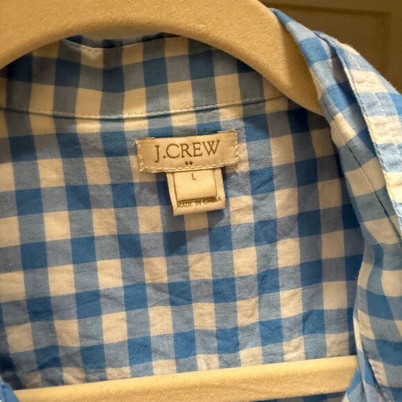 J Crew Blue Gingham Button Down - Picture 3 of 3